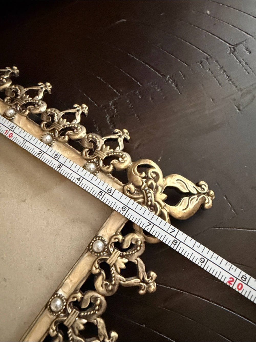 Ornate Brass toned Decorative Photo Frame - Enamel, for 4”x6” picture Vintage - Picture 10 of 12